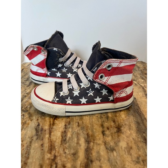 Converse Chuck Taylor All Star American Flag Stars Stripes Kids Sneakers Size 8 - Picture 1 of 8